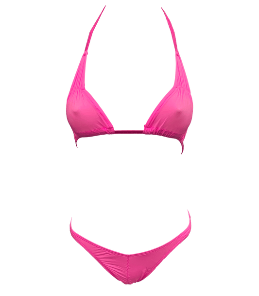Spandex Ruched Bikini - Hot Pink - divasdenau