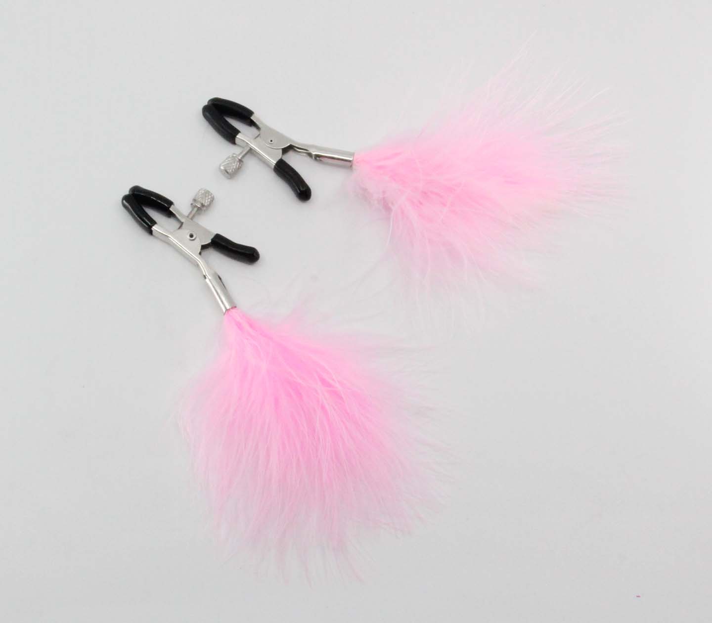 Nipple Clamps with Feather Tassel - Baby Pink - divasdenau
