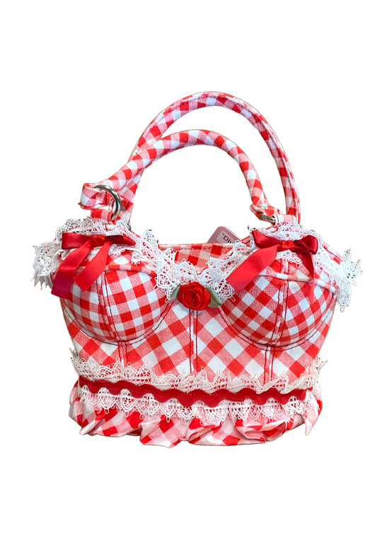 Bustier Handbag - Red & White - divasdenau