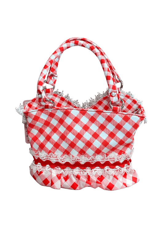 Bustier Handbag - Red & White - divasdenau