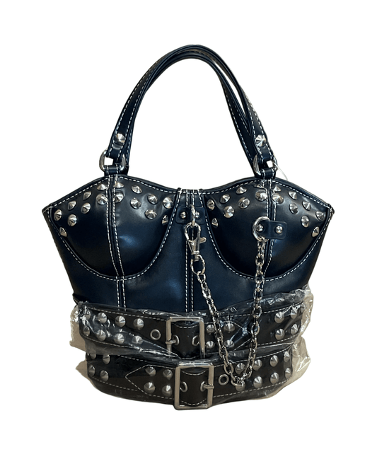 Bustier Handbag - Dangerous Black & Silver - divasdenau