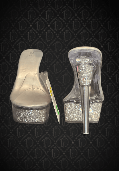 Slip On Glitter Stiletto - Silver 6" - divasdenau