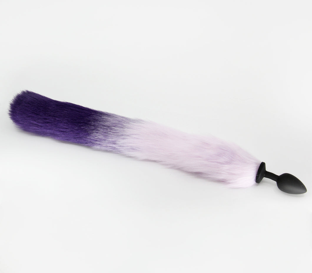 Love In Leather - Fox Tail Silicone Butt-Plug - Purple/Lilac