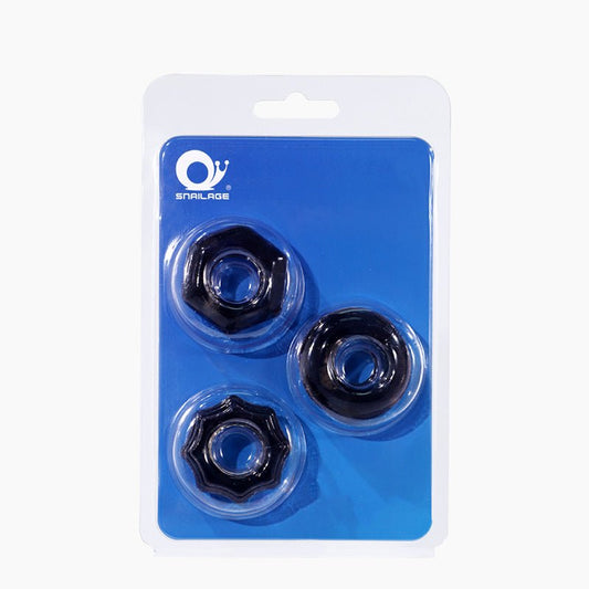 3pcs Crystal Cock Rings Kit - Black - divasdenau