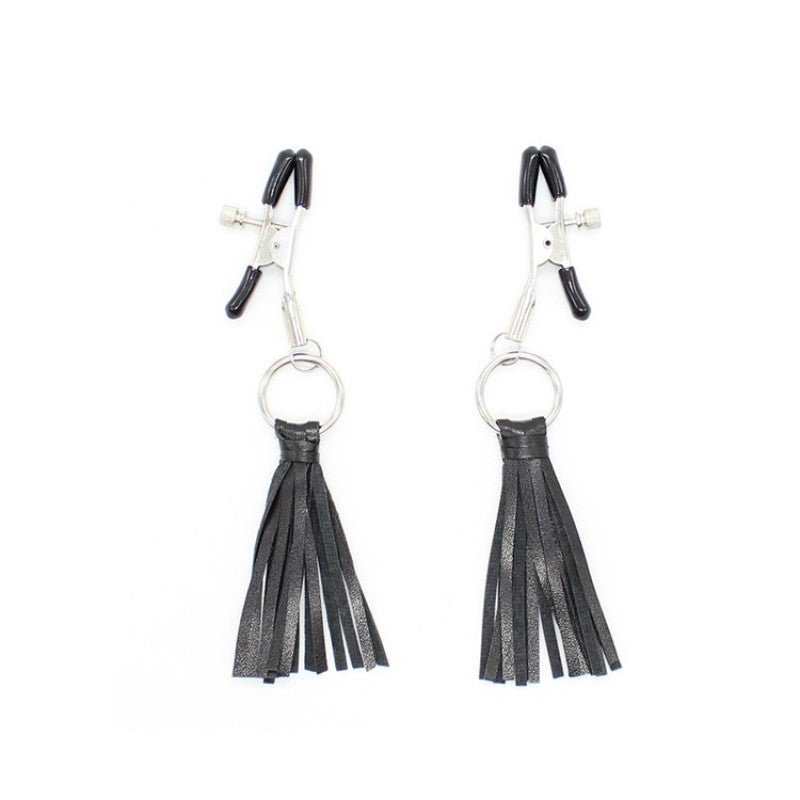 Alloy Nipple Clamp with Leather Tassel - divasdenau