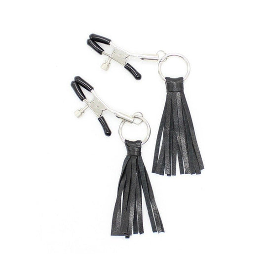 Alloy Nipple Clamp with Leather Tassel - divasdenau