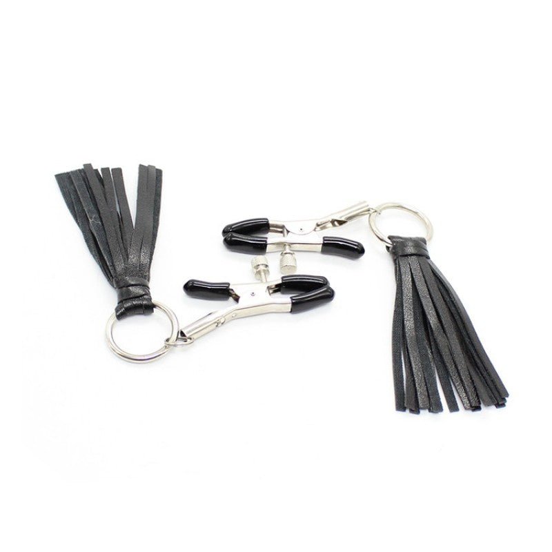 Alloy Nipple Clamp with Leather Tassel - divasdenau