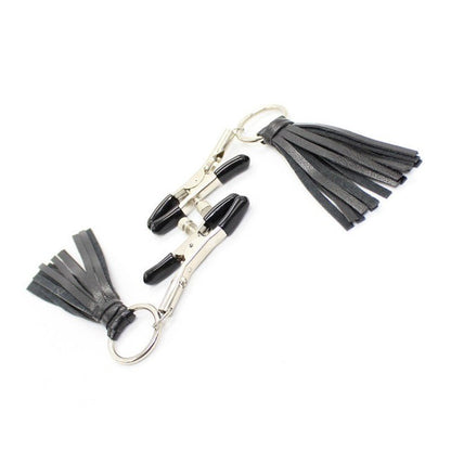 Alloy Nipple Clamp with Leather Tassel - divasdenau