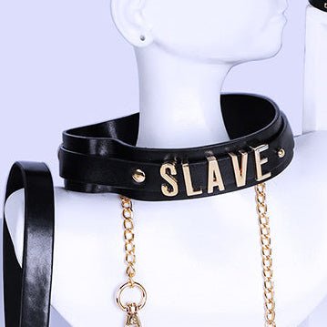 Collar & Leash - "Slave" Metal Letters - divasdenau