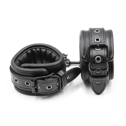 Sponge Leather Cuffs - Black & Black Hardware - divasdenau