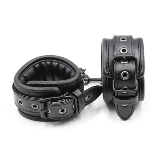 Sponge Leather Cuffs - Black & Black Hardware - divasdenau
