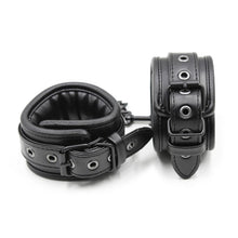 Load image into Gallery viewer, Sponge Leather Cuffs - Black &amp; Black Hardware