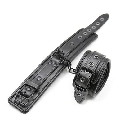 Sponge Leather Collar & Leash - Black & Black Hardware - divasdenau