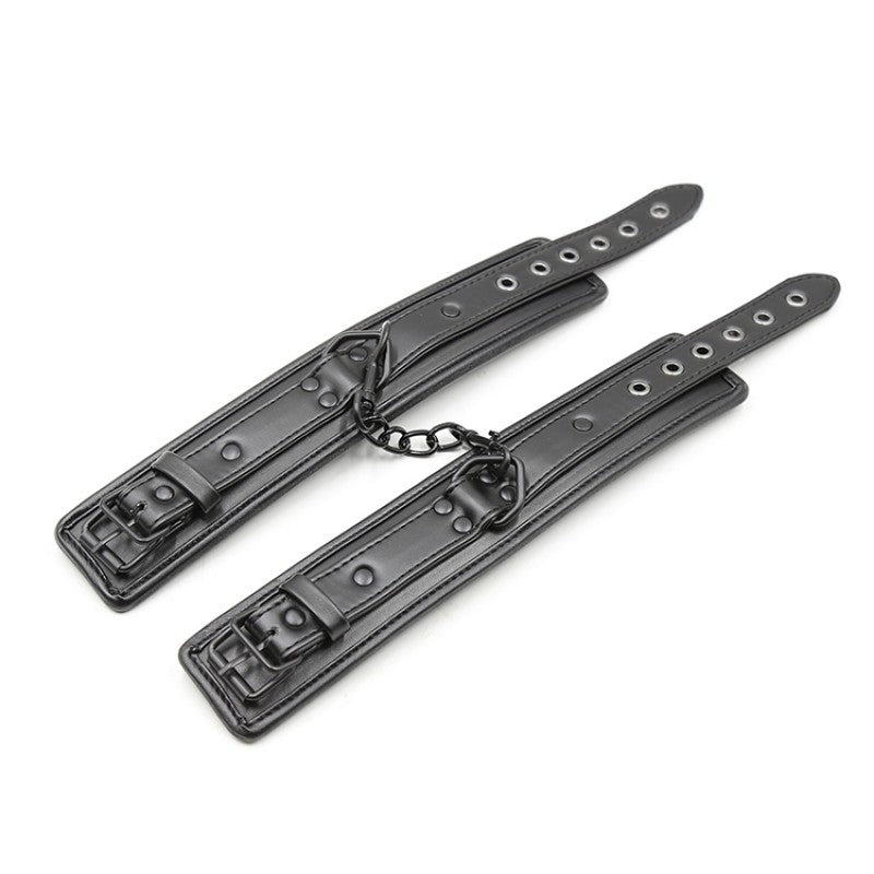 Sponge Leather Cuffs - Black & Black Hardware - divasdenau