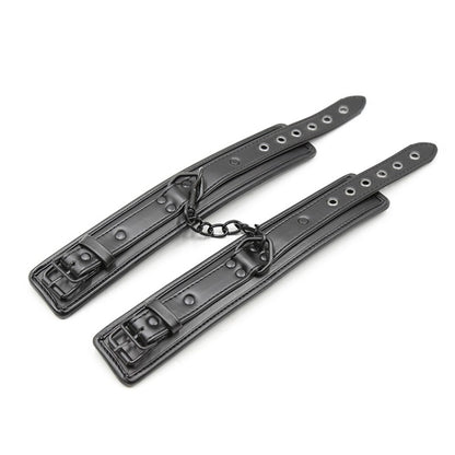 Sponge Leather Cuffs - Black & Black Hardware - divasdenau