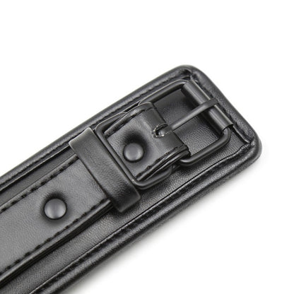 Sponge Leather Collar & Leash - Black & Black Hardware - divasdenau