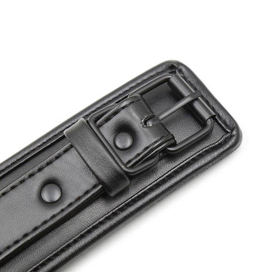 Sponge Leather Collar & Leash - Black & Black Hardware - divasdenau