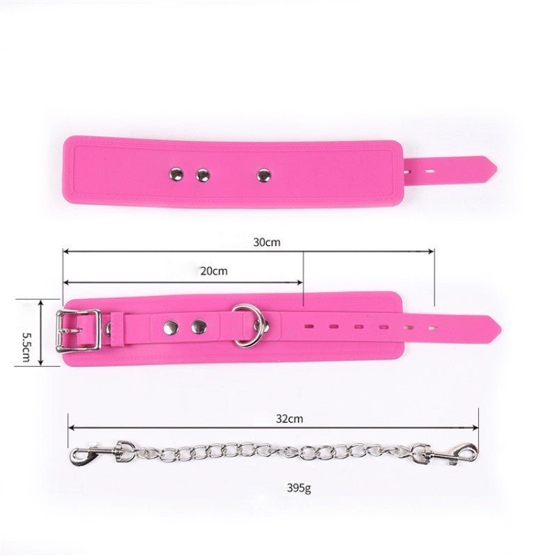 Silicone Restraint Cuffs with Chain Red/Pink/Black - divasdenau