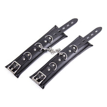 Load image into Gallery viewer, Sponge Leather Hand Cuffs - Black &amp; Silver Hardware