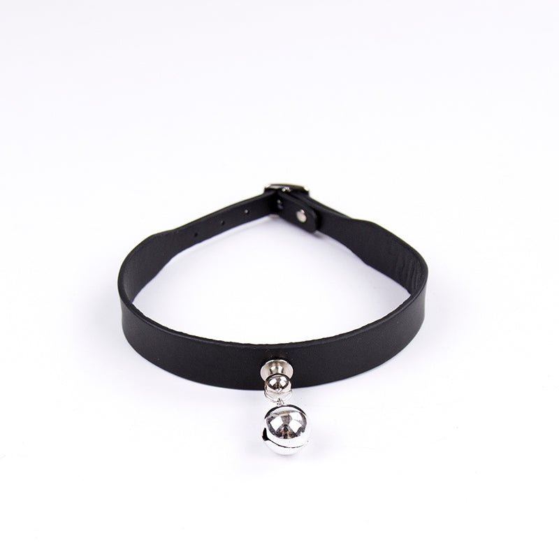 PU Leather Collar with Bell - Black/Pink - divasdenau