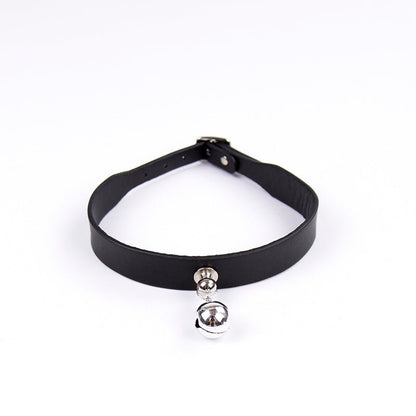 PU Leather Collar with Bell - Black/Pink - divasdenau
