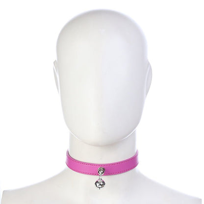 PU Leather Collar with Bell - Black/Pink - divasdenau