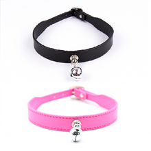 Load image into Gallery viewer, PU Leather Collar with Bell - Black/Pink