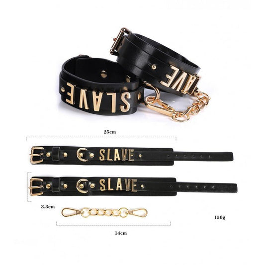 Ankle Cuffs - "Slave" Metal Letters - divasdenau