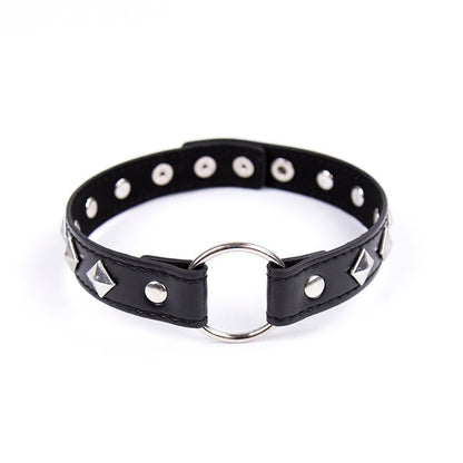 Ring Connect PU Leather Collar - Black - divasdenau