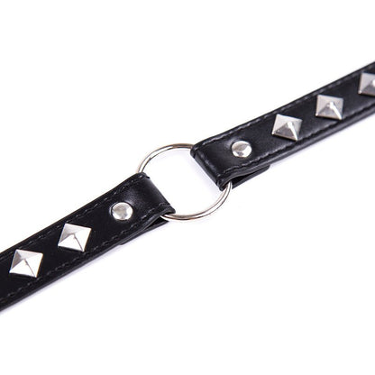 Ring Connect PU Leather Collar - Black - divasdenau