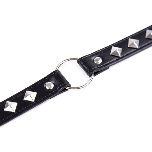 Ring Connect PU Leather Collar - Black - divasdenau
