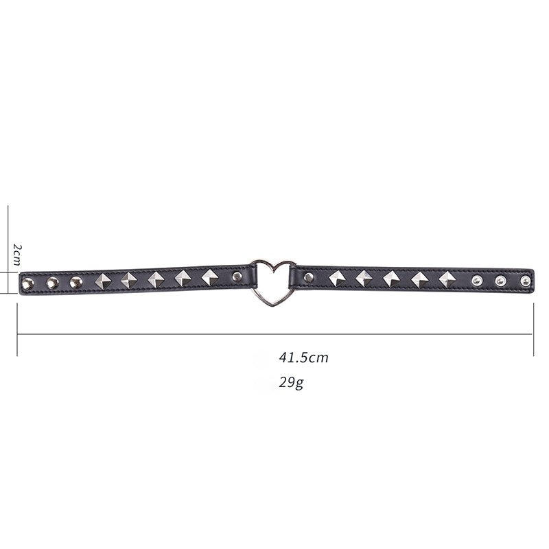 Heart Ring Connect PU Leather Collar - Black - divasdenau