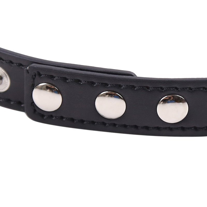 Heart Ring Connect PU Leather Collar - Black - divasdenau