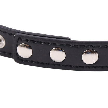 Heart Ring Connect PU Leather Collar - Black - divasdenau