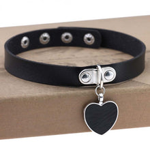 Load image into Gallery viewer, PU Collar with Heart Pendant - Black