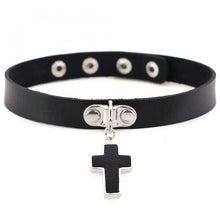 Load image into Gallery viewer, PU Collar with Cross Pendant - Black