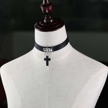 Load image into Gallery viewer, PU Collar with Cross Pendant - Black