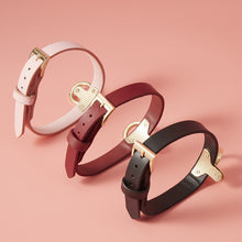 Load image into Gallery viewer, Metal Leash Strict Leather Collar - Black / Red / Pink