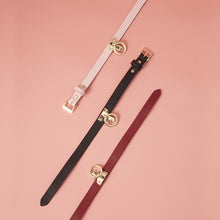Load image into Gallery viewer, Metal Leash Strict Leather Collar - Black / Red / Pink