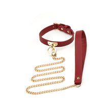 Load image into Gallery viewer, Metal Leash Strict Leather Collar - Black / Red / Pink
