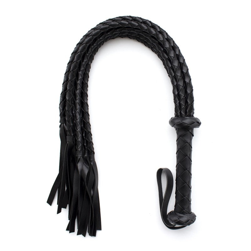 Braid Leather Flogger - Black / Red / Purple