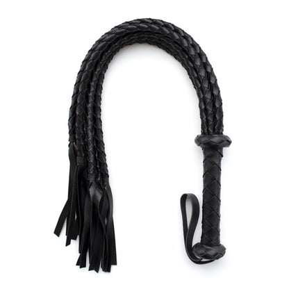 Braid Leather Flogger - Black / Red / Purple