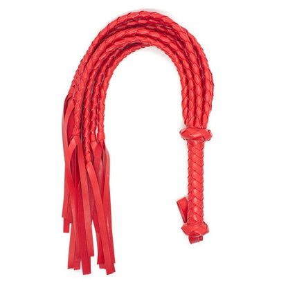 Braid Leather Flogger - Black / Red / Purple