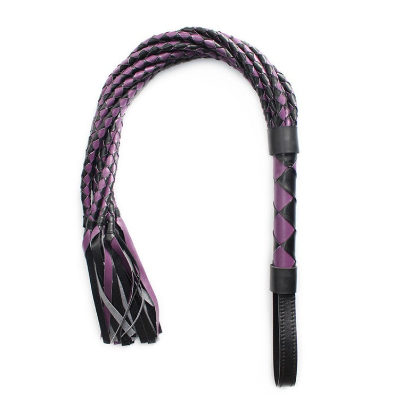 Braid Leather Flogger - Black / Red / Purple