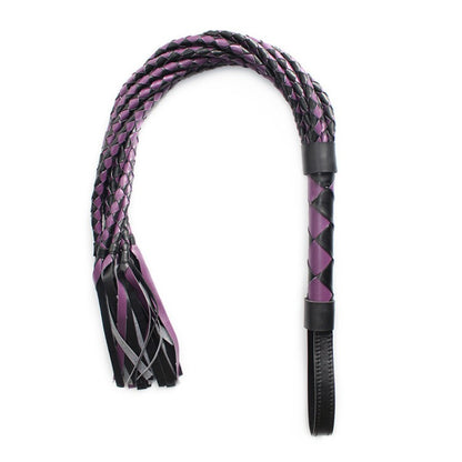 Braid Leather Flogger - Black / Red / Purple