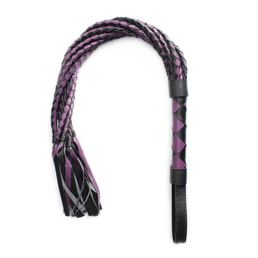 Braid Leather Flogger - Black / Red / Purple - divasdenau