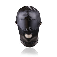 Load image into Gallery viewer, Mouth Open Bondage PU Hood with Blindfold
