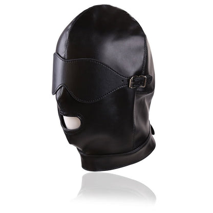 Mouth Open Bondage PU Hood with Blindfold - divasdenau
