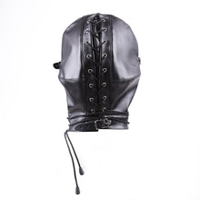 Load image into Gallery viewer, Mouth Open Bondage PU Hood with Blindfold