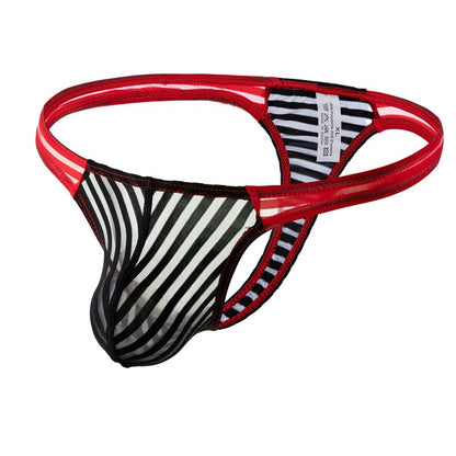 Men’s Sheer Color-Block Thong - Black